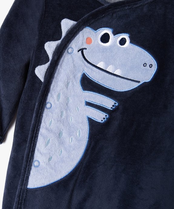 Pyjama bébé en velours imprimé dinosaure à fermeture ventrale vue3 - GEMO(BB COUCHE) - GEMO