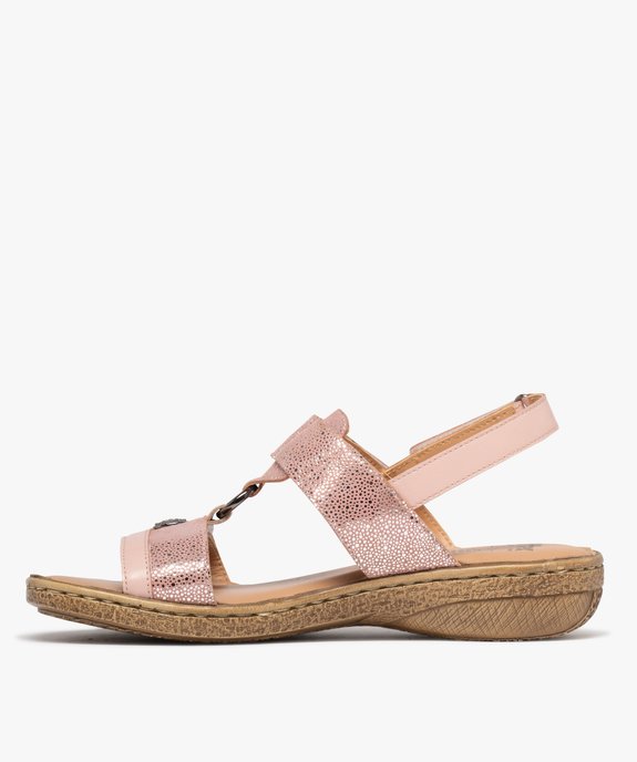 Sandales confort dessus cuir pailleté fermetures à scratch femme vue3 - G'FLEX - GEMO