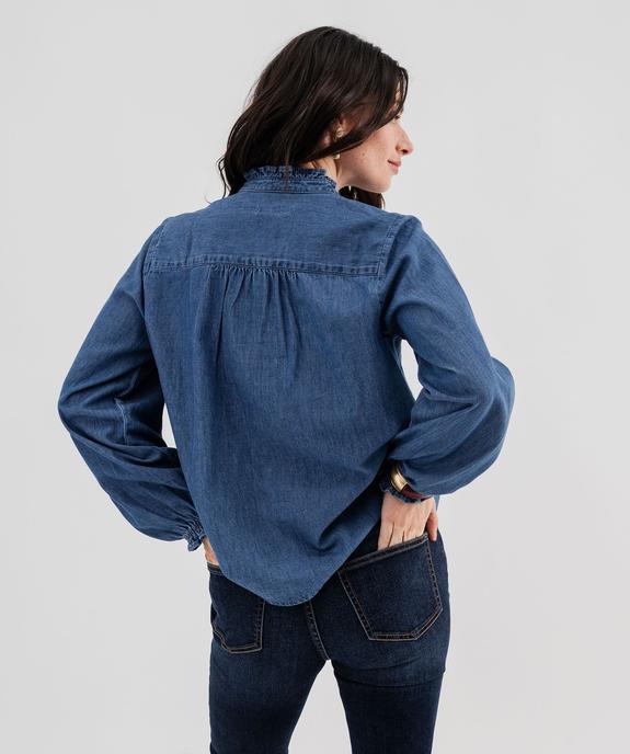 Blouse en denim avec fronces femme vue3 - GEMO 4G FEMME - GEMO