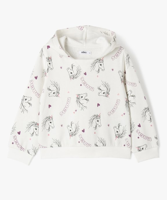 Sweat à capuche avec encolure élastiquée fille vue1 - GEMO (ENFANT) - GEMO