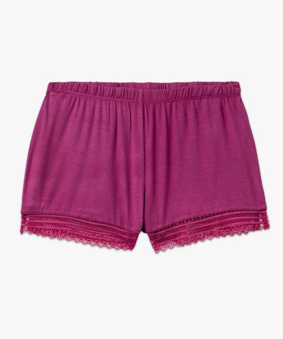Short de pyjama en maille fluide avec bas en dentelle femme vue4 - GEMO 4G FEMME - GEMO
