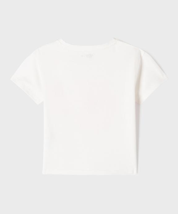 Tee-shirt manches courtes en jersey de coton imprimé fille vue3 - GEMO 4G FILLE - GEMO