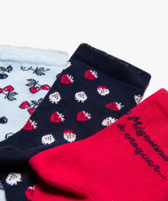 Chaussettes tige haute motif fruits fille (lot de 3) vue2 - GEMO (ENFANT) - GEMO