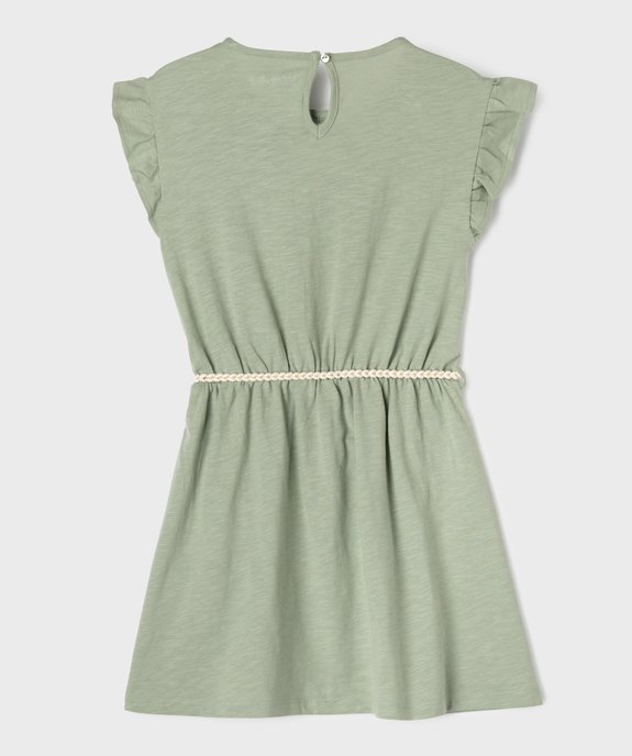 Robe fille en maille avec buste brodé et manches à volants vue3 - GEMO 4G FILLE - GEMO