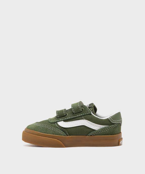 Baskets basses en cuir et textile fermeture scratch garçon - Vans vue3 - VANS - GEMO