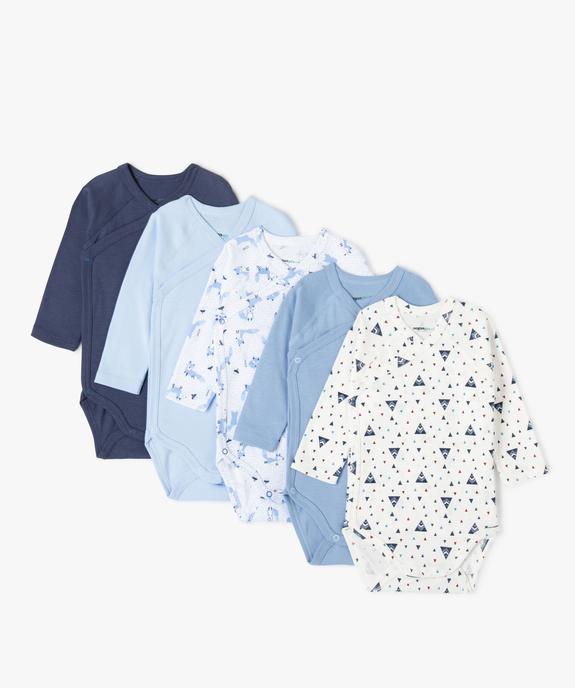 Bodies bébé garçon à manches longues fermeture croisée (lot de 5) - No gaspi vue1 - NOGASPI - GEMO