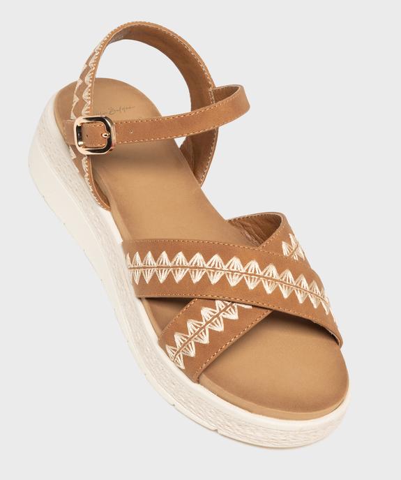 Sandales à talon compensé et brides brodées femme - Valentina Baladno vue5 - VALENTINA BALDA - GEMO