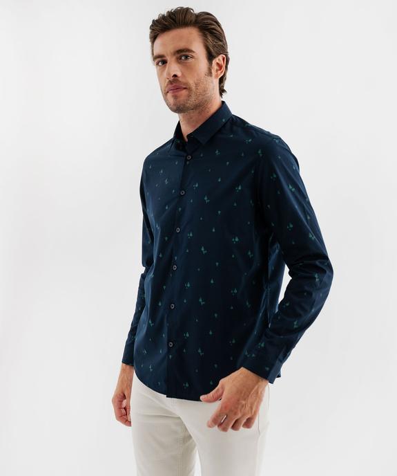 Chemise manches longues coupe droite en coton imprimé homme - GEMO (HOMME) Chemise manches longues coupe droite en coton imprimé homme vue2 - GEMO (HOMME) - GEMO