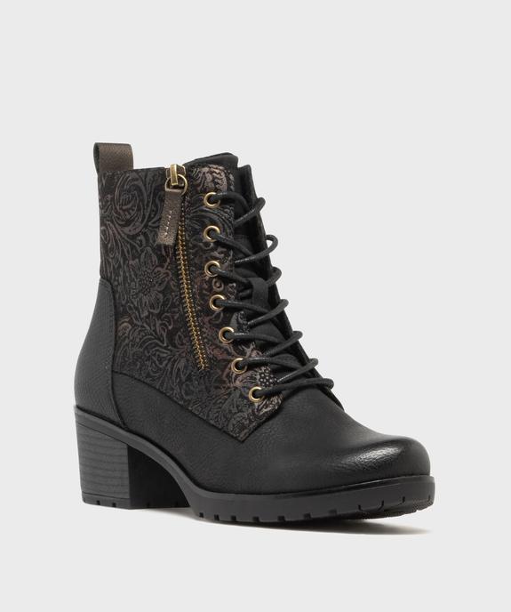 Bottines à talon à doublure chaude, zip et lacets femme - EMILIA ROSA Bottines à talon à doublure chaude, zip et lacets femme vue2 - EMILIA ROSA - GEMO