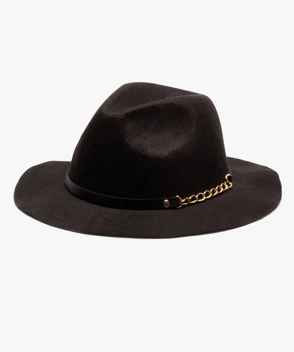 Chapeau femme en feutrine avec galon en chaine dorée vue1 - GEMO (ACCESS) - GEMO