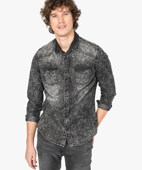 Chemise aspect jean délavé vue1 - GEMO (HOMME) - GEMO