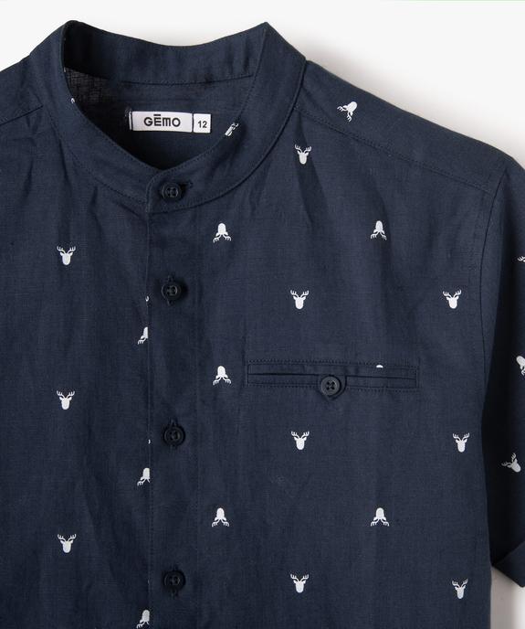 Chemise garçon à manches courtes et col mao spécial Noël vue2 - GEMO (JUNIOR) - GEMO