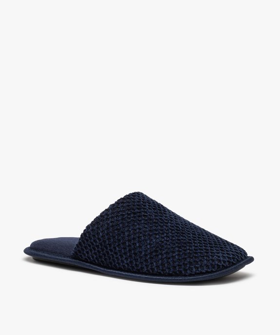 Chaussons homme mules unies en maille de velours  vue2 - GEMO(HOMWR HOM) - GEMO