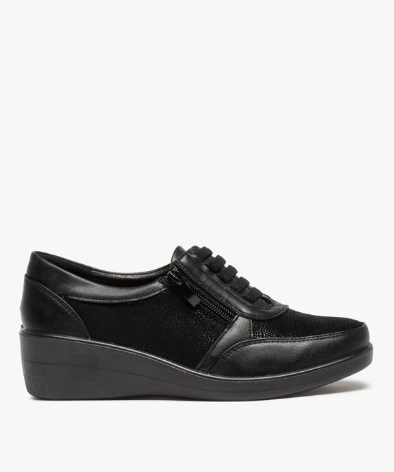 Derbies femme confort à talon compensé fermeture zippée vue1 - GEMO (CONFORT) - GEMO