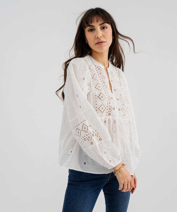 Blouse brodée à manches longues femme vue1 - GEMO(FEMME PAP) - GEMO