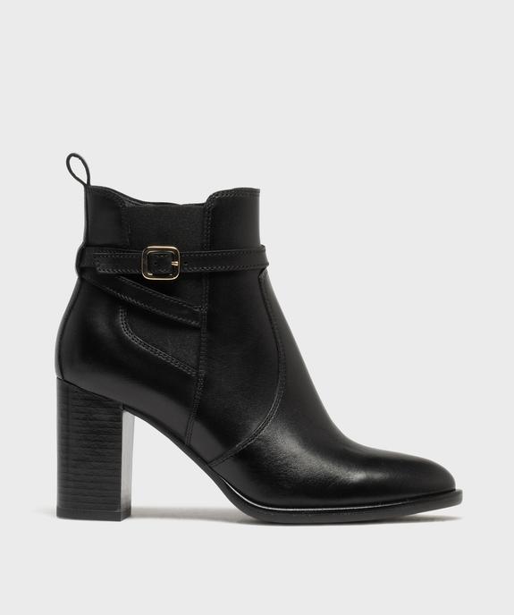 Bottines en cuir à talon haut avec fermeture zippée femme - Tanéo vue1 - TANEO - GEMO