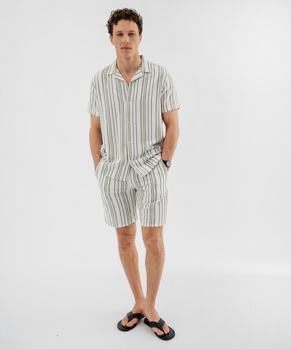 Bermuda rayé en textile de coton tissé homme vue4 - GEMO 4G HOMME - GEMO