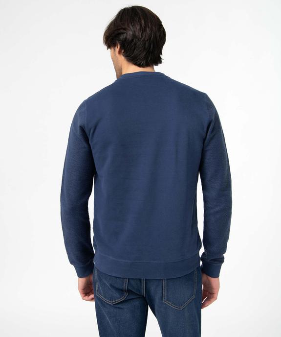 Sweat homme bi-matières avec inscription vue3 - GEMO (HOMME) - GEMO
