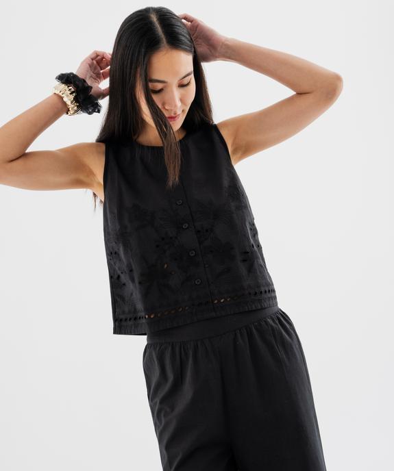 Débardeur en coton ajouré et jersey femme  vue1 - GEMO(FEMME PAP) - GEMO