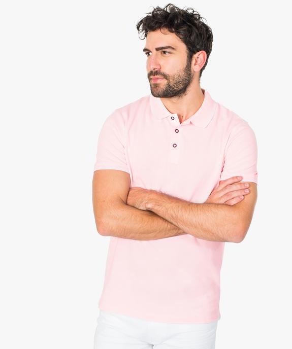 Polo homme à manches courtes avec rayures contrastantes vue1 - GEMO (HOMME) - GEMO