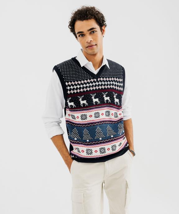 Pull de Noël sans manches en jacquard homme vue1 - GEMO (HOMME) - GEMO