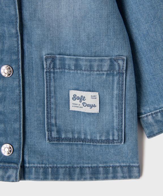 Veste en jean délavée en coton avec poches plaquées bébé fille vue3 - GEMO(BEBE DEBT) - GEMO