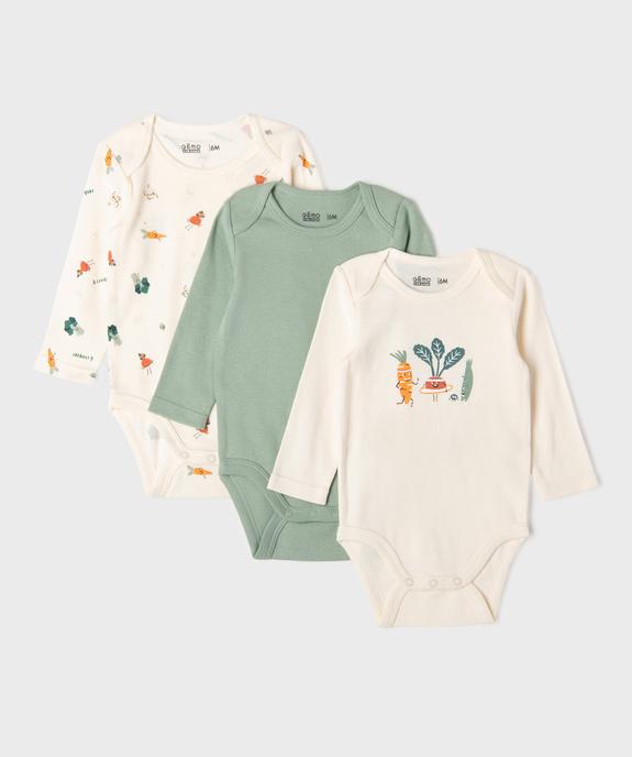 Bodies à manches longues motifs légumes bébé garçon vue1 - GEMO 4G BEBE - GEMO