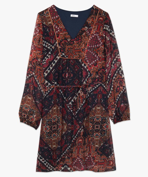 Robe femme imprimée avec fil pailleté et manches longues vue4 - GEMO(FEMME PAP) - GEMO