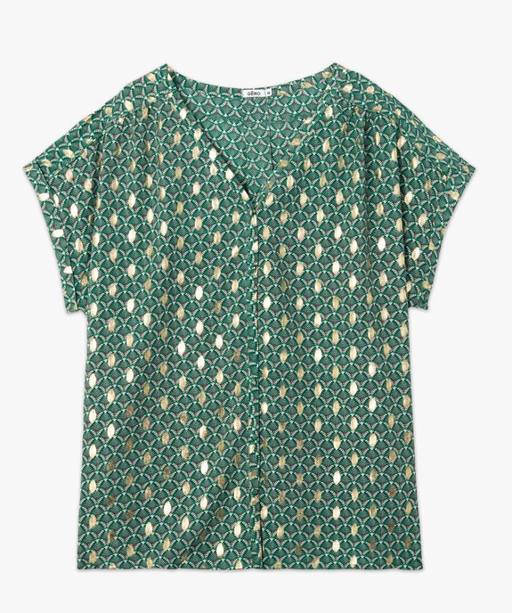 Blouse femme à manches courtes imprimée avec boutons vue4 - GEMO (G TAILLE) - GEMO
