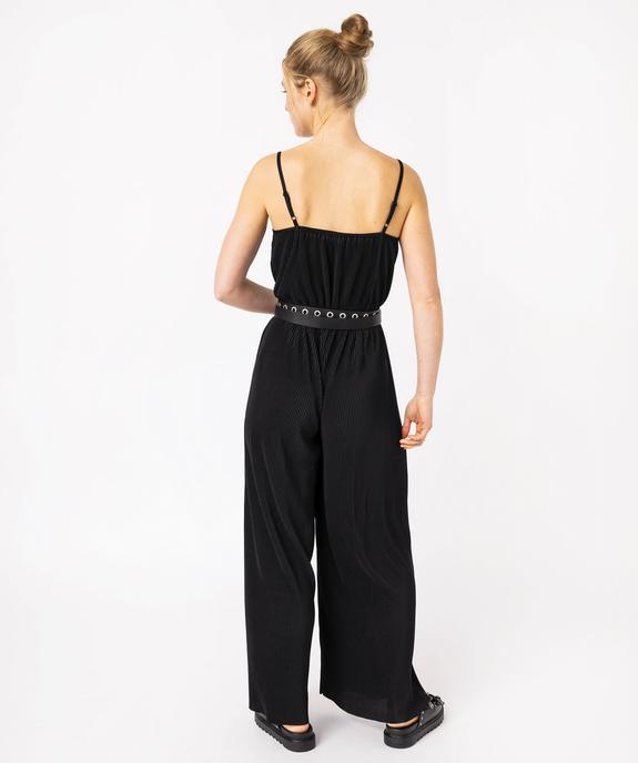 Combinaison pantalon à fines bretelles en maille plissée femme vue3 - GEMO 4G FEMME - GEMO