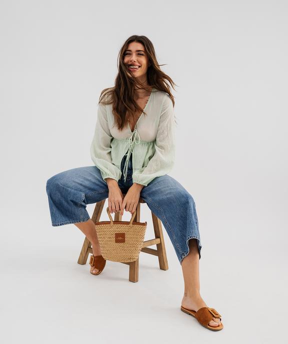 Jean Cropped Wide leg taille haute femme vue4 - GEMO 4G FEMME - GEMO