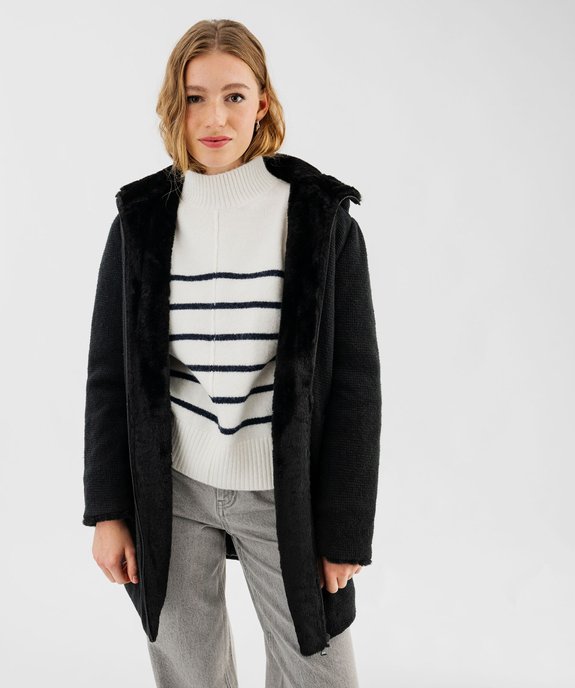 Manteau à capuche doublée peluche femme vue1 - GEMO(FEMME PAP) - GEMO