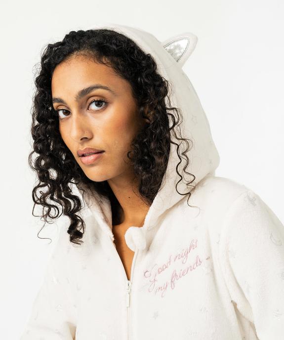 Combinaison pyjama à capuche en maille peluche femme vue2 - GEMO(HOMWR FEM) - GEMO