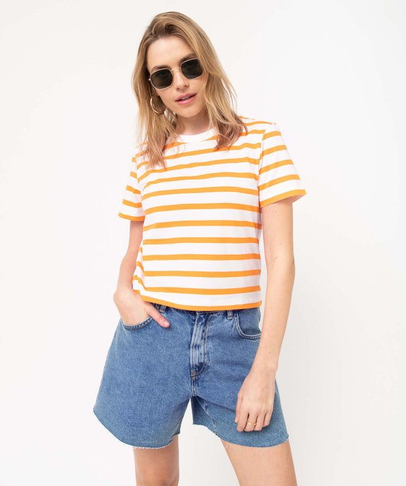 Tee-shirt femme rayé coupe ample et courte vue1 - GEMO(FEMME PAP) - GEMO