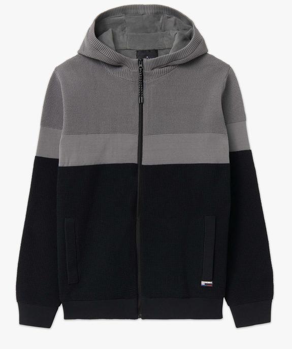 Gilet homme zippée à capuche en maille fantaisie doublé polaire vue4 - DISSIDENT - GEMO