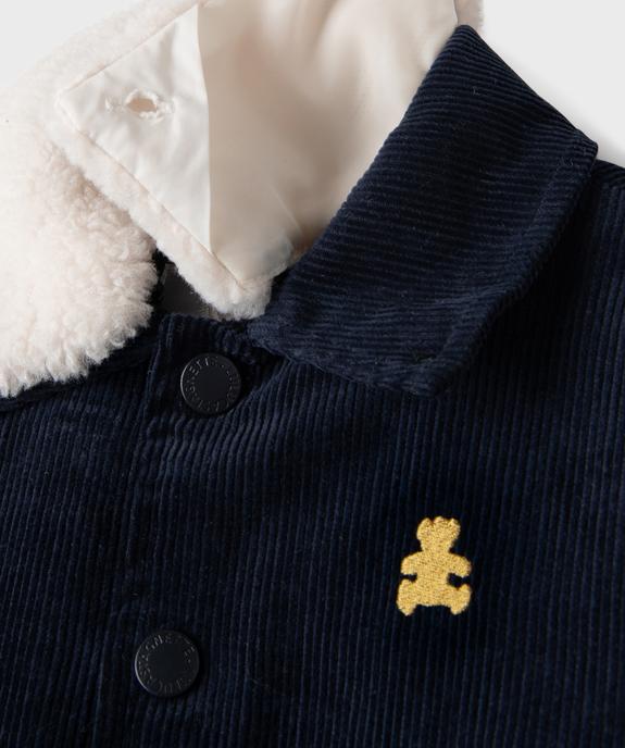 Blouson aviateur en velours à col en sherpa bébé garçon - LuluCastagnette vue4 - LULU CASTAGNETTE GEMO FOR GOOD - GEMO