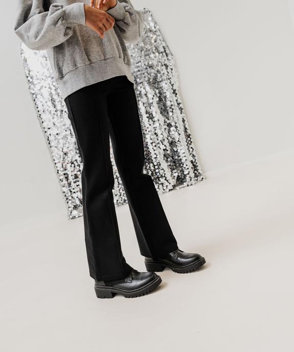 Pantalon uni coupe flare en maille extensible fille vue5 - GEMO (JUNIOR) - GEMO