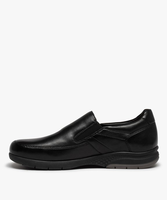 Mocassins homme confort dessus cuir uni vue3 - GEMO (CONFORT) - GEMO