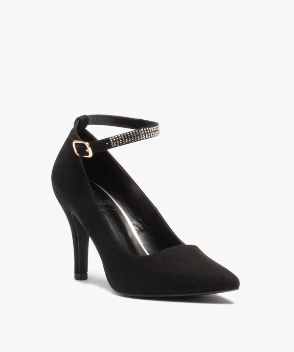 Escarpins femme unis à talon aiguille et bride strass vue2 - GEMO(URBAIN) - GEMO