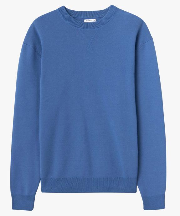 Pull homme à col rond en maille unie vue4 - GEMO (HOMME) - GEMO
