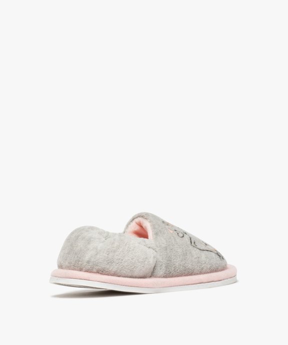 Chaussons fille en velours ras imprimé chat vue4 - GEMO 4G FILLE - GEMO