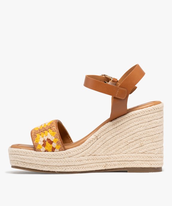 Sandales à talon compensé en corde et bride crochet femme vue3 - FOLLOW ME - GEMO