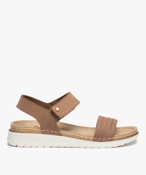 Sandales femme confort à brides en cuir  vue1 - GEMO (CONFORT) - GEMO