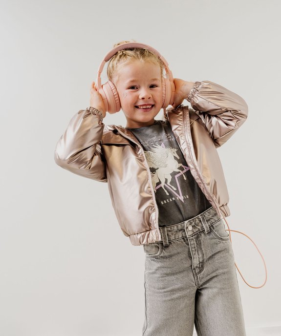 Blouson déperlant à capuche avec doublure peluche fille vue1 - GEMO 4G FILLE - GEMO