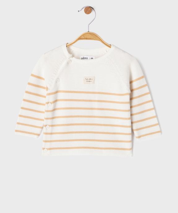 Pull brassière rayé avec fermeture sur le côté bébé vue1 - GEMO(BB COUCHE) - GEMO