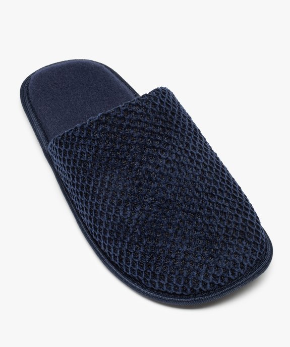 Chaussons homme mules unies en maille de velours  vue5 - GEMO(HOMWR HOM) - GEMO
