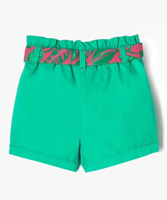 Short en toile taille haute avec ceinture à nouer fille vue3 - GEMO (ENFANT) - GEMO