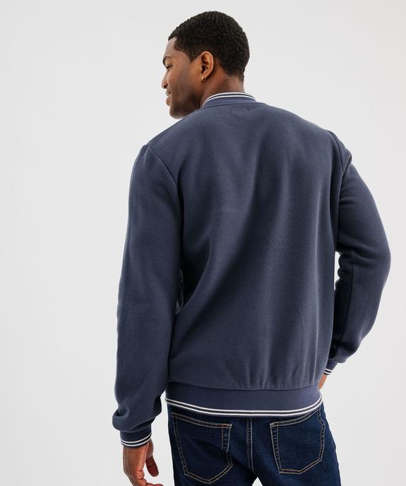 Sweat zippé en maille piquée avec finitions bicolores homme vue5 - GEMO (HOMME) - GEMO