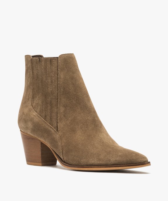 Boots femme à talon dessus cuir uni style santiag vue2 - GEMO(URBAIN) - GEMO