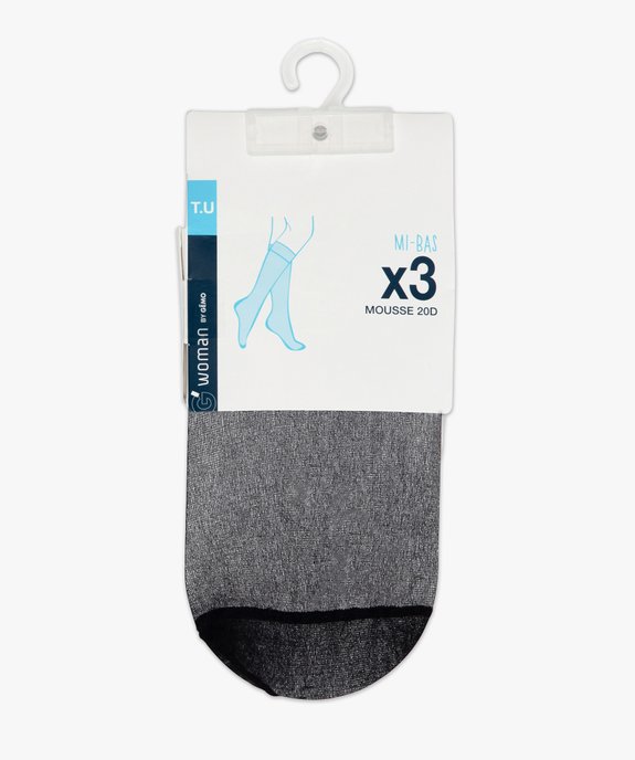 Mi-bas femme en mousse 20 deniers (lot de 3) vue2 - GEMO(HOMWR FEM) - GEMO